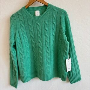 NWT Joie 100% cashmere cable knit  sweater, Women’s Size Medium ,  green color.